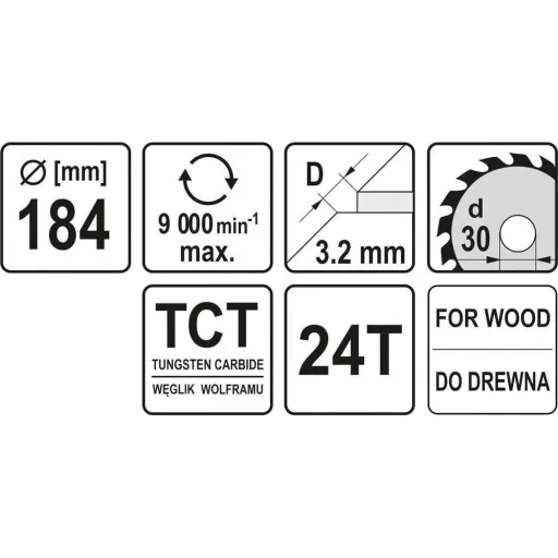 Circular saw blade Ø184 mm - 24 T - inner diameter 30 mm