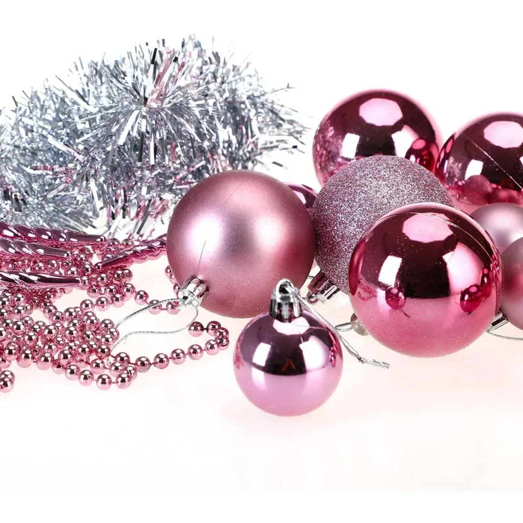 Christmas balls - Christmas tree decorations - pink 77 pieces