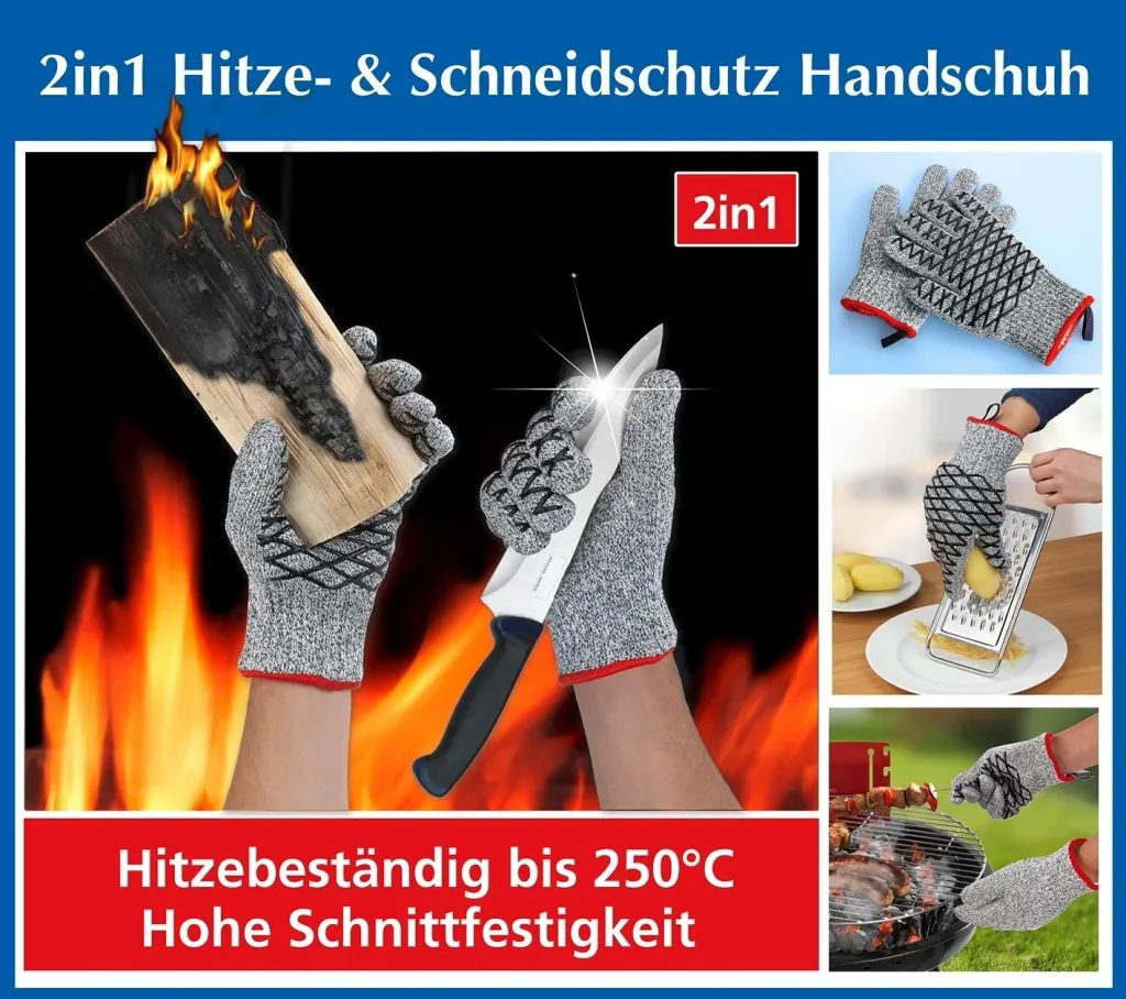 Heat and cut protection gloves, men's size, 1 pair