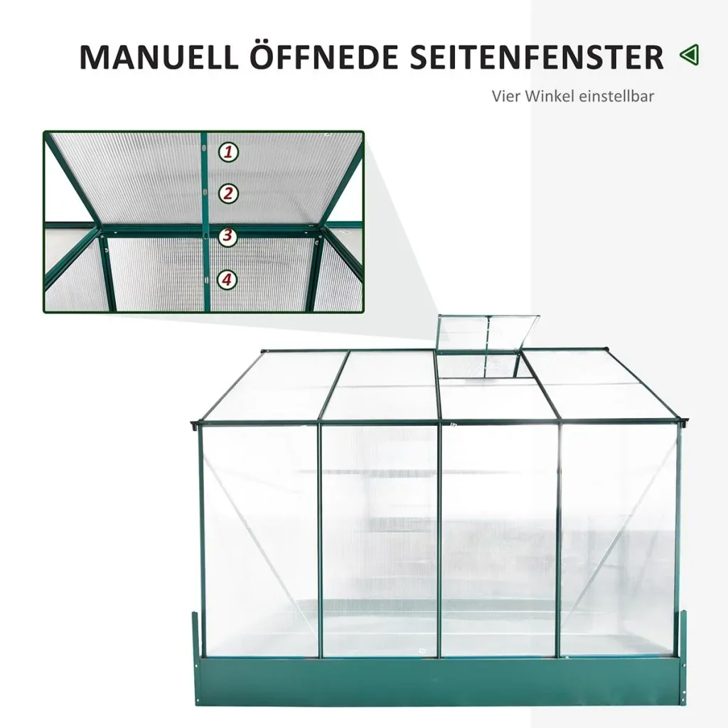 Greenhouse for the garden, versatile use as a greenhouse, tomato house, cold frame and plant house, 4 mm PC sunshade