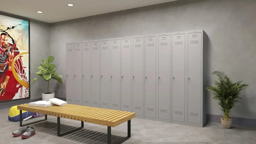 Locker PL Series - 1 door with key lock, 300 mm deep, grey