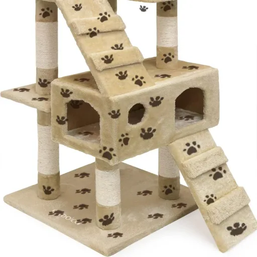 Scratching post 175 cm beige with leg pattern