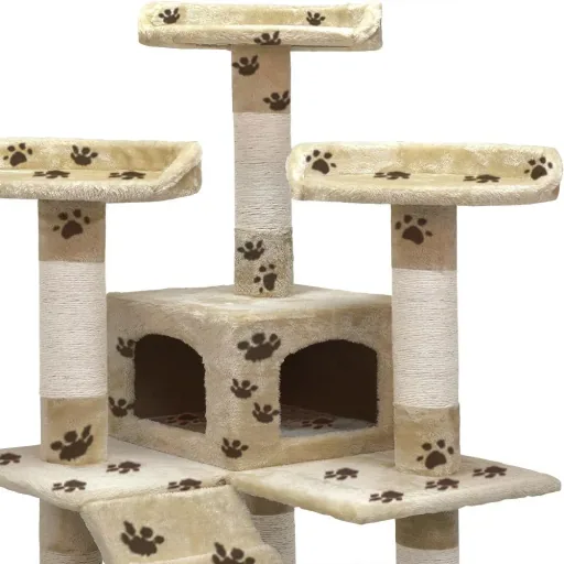 Scratching post 175 cm beige with leg pattern