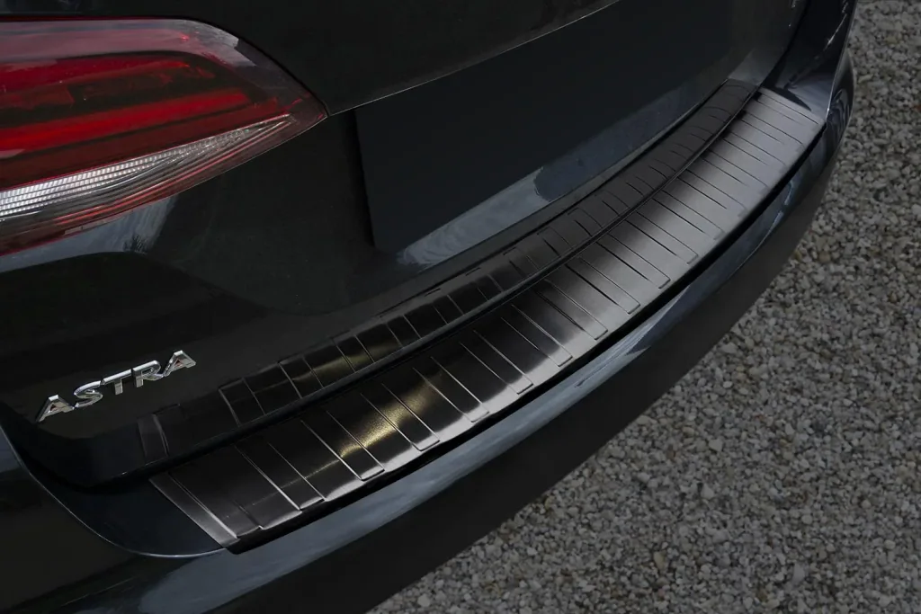Stainless steel loading sill protector for Opel Astra V (K) Sports Tourer (Estate) - graphite / black, built from 2015>