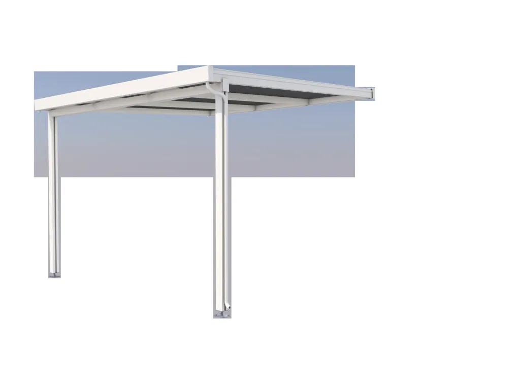 Patio roof Premium, white, 3094 x 3060 mm - Polycarbonate multi-wall sheets 16 mm, clear