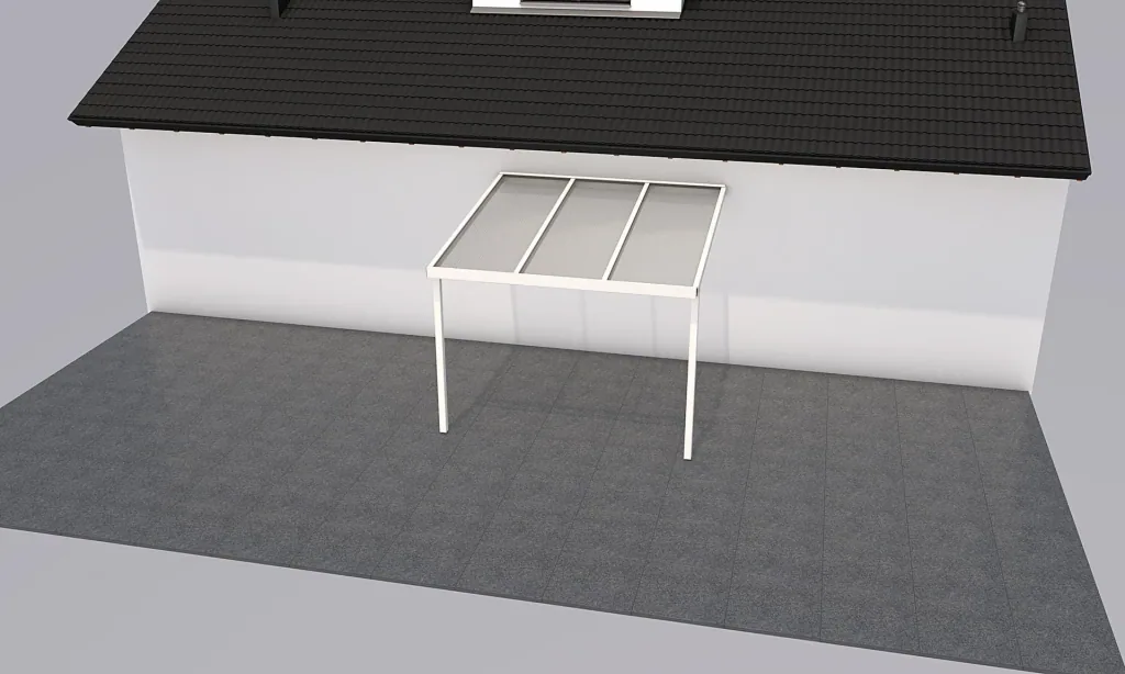Patio roof Premium, white, 3094 x 3060 mm - Polycarbonate multi-wall sheets 16 mm, clear