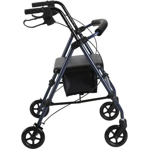 Rollator walking aid for seniors height adjustable foldable steel black
