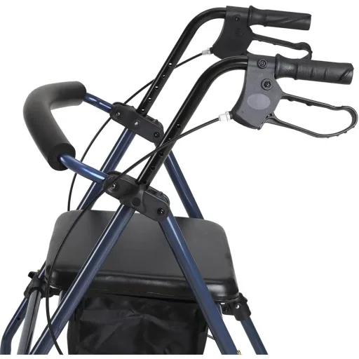 Rollator walking aid for seniors height adjustable foldable steel black
