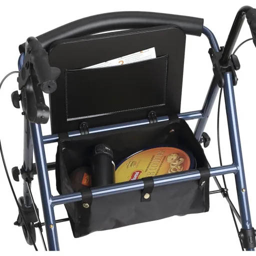 Rollator walking aid for seniors height adjustable foldable steel black