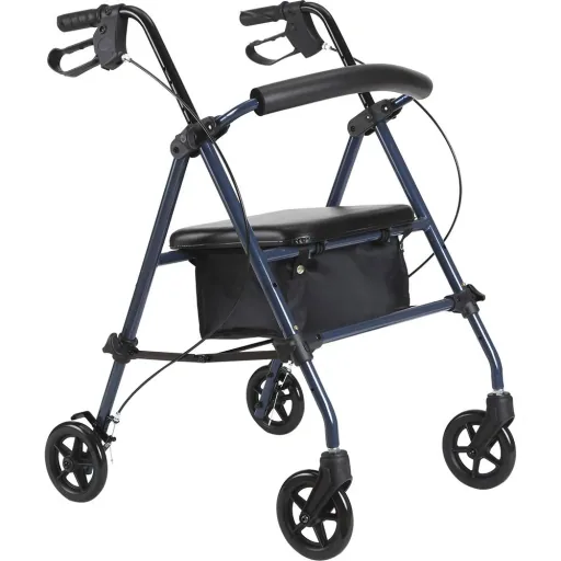Rollator walking aid for seniors height adjustable foldable steel black