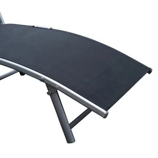 Folding sun lounger with cushion black