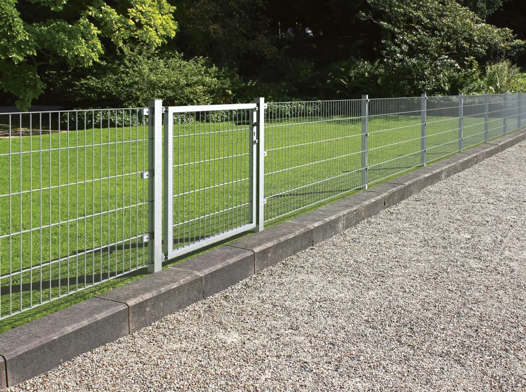 Double rod mesh fence complete set, hot-dip galvanized, height 160 cm, length 24 m