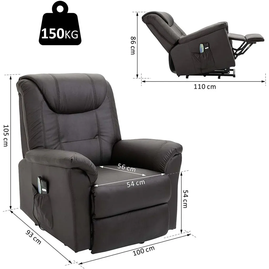 Massage chair with heat function and stand-up aid