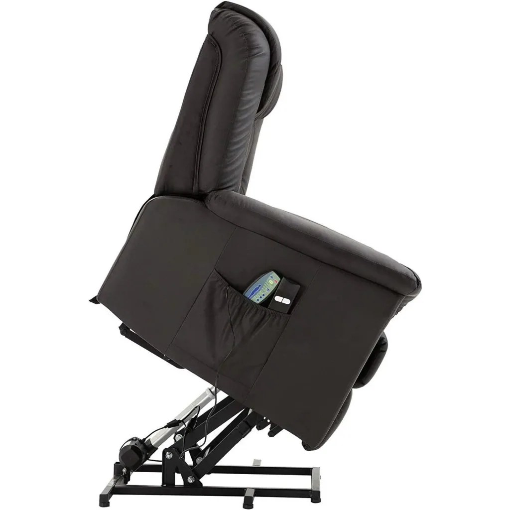 Massage chair with heat function and stand-up aid
