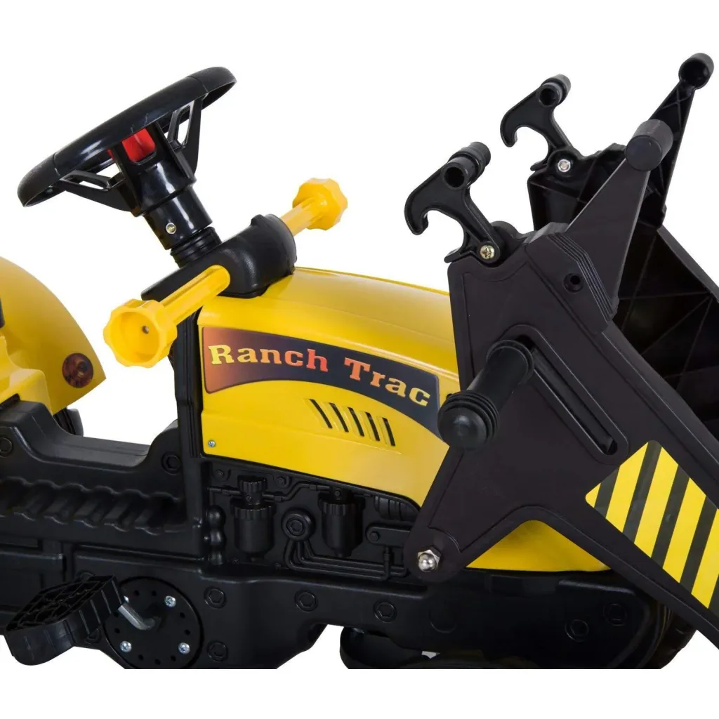 Pedal car tractor with front loader and trailer from 3 years black+yellow