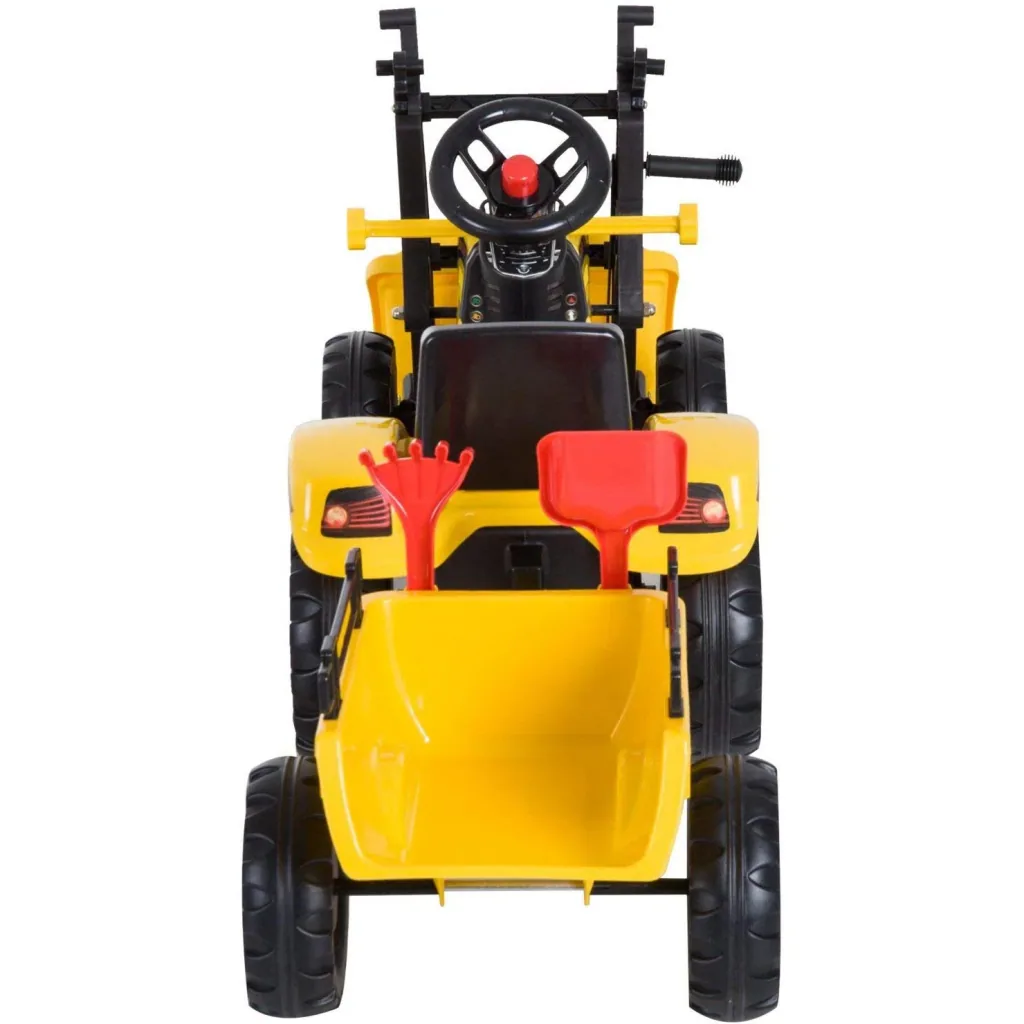 Pedal car tractor with front loader and trailer from 3 years black+yellow
