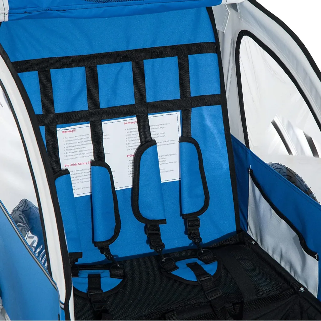 Child trailer 2 in 1 bicycle trailer jogger 360° rotatable blue-grey