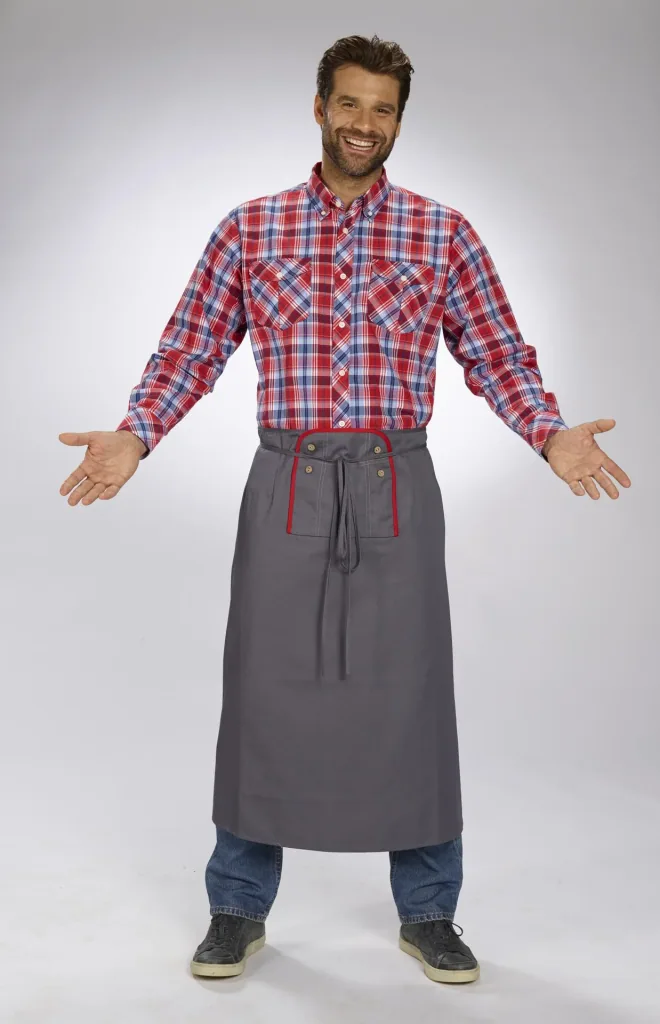 Apron for men, color gray/red, one size