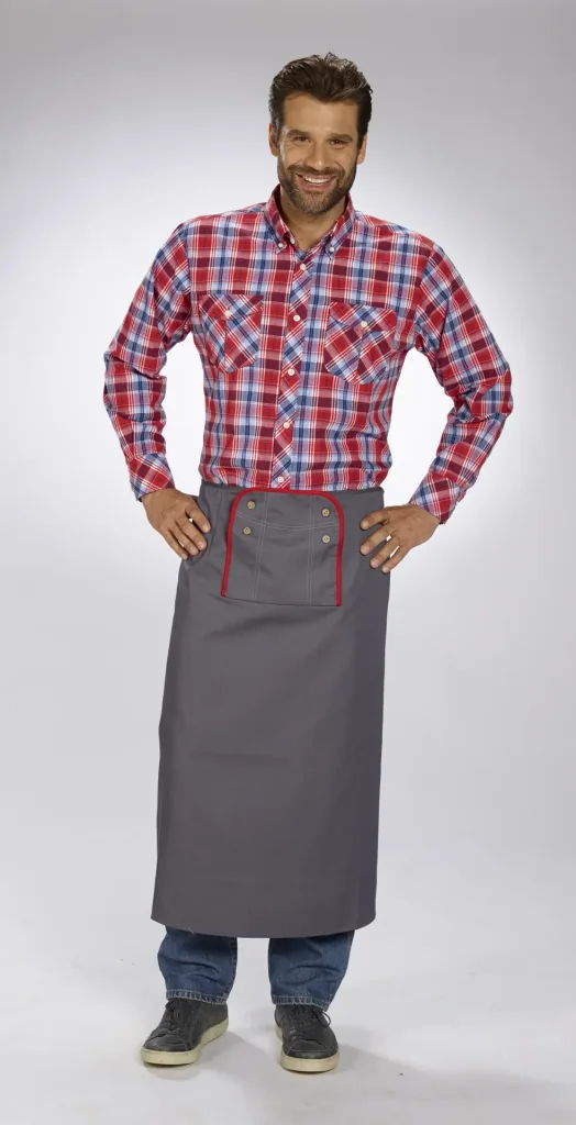 Apron for men, color gray/red, one size