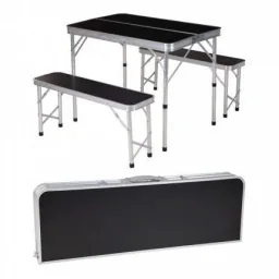 Folding camping table with 2 benches - 90 x 60 x 70 cm