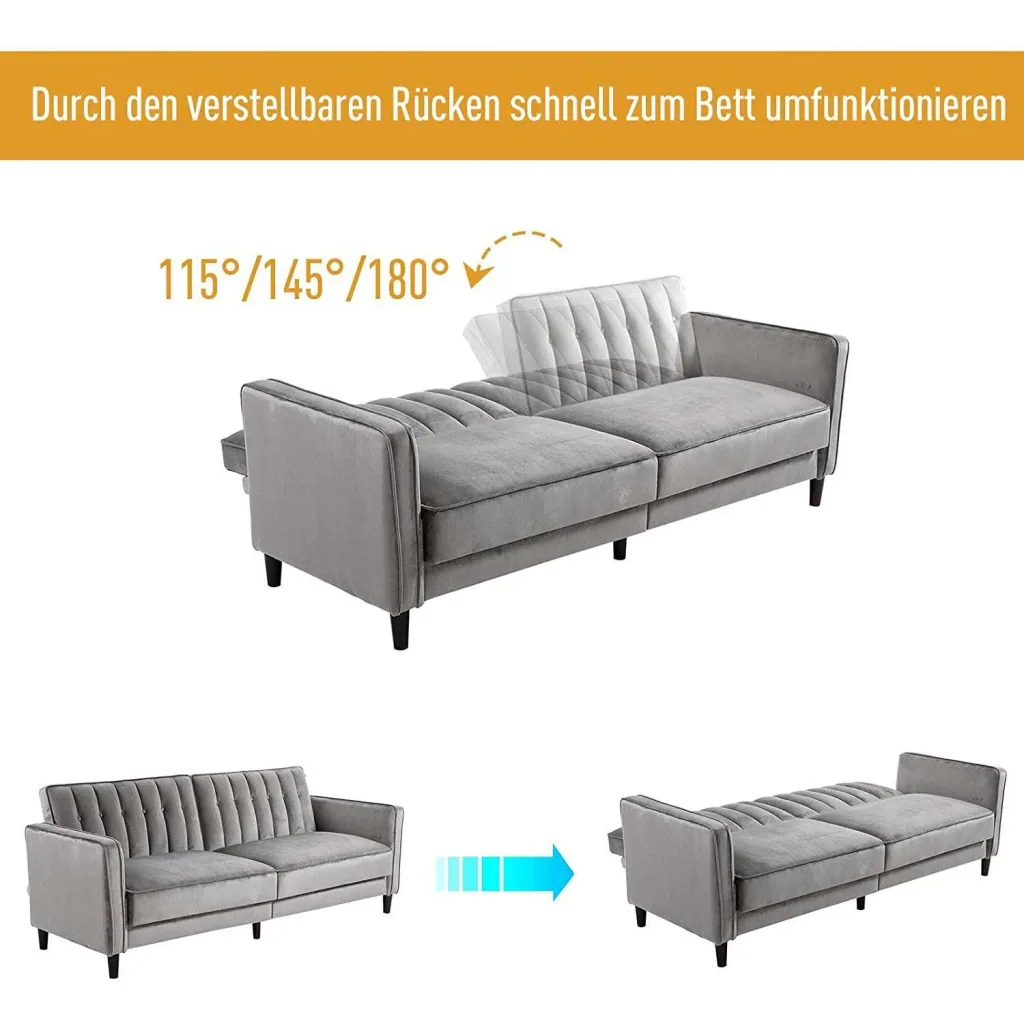 Upholstered sofa with sleeping function