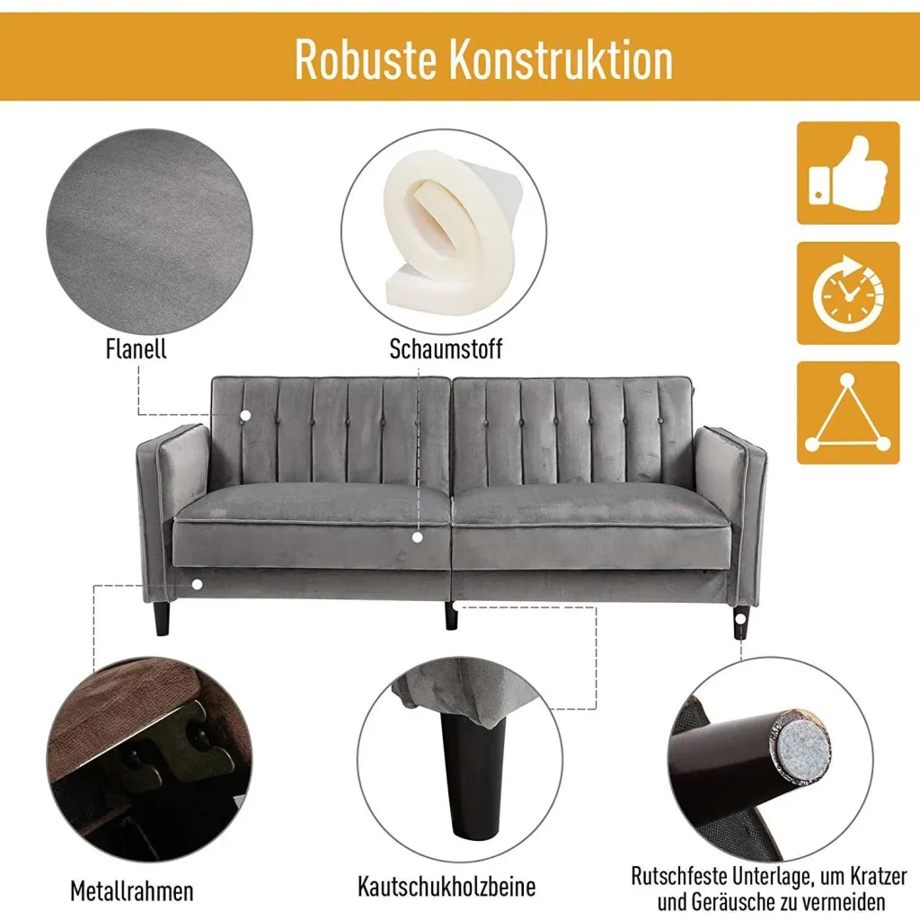 Upholstered sofa with sleeping function