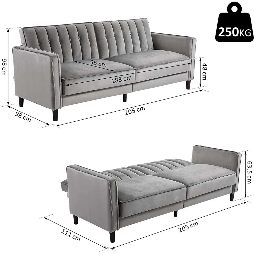 Upholstered sofa with sleeping function