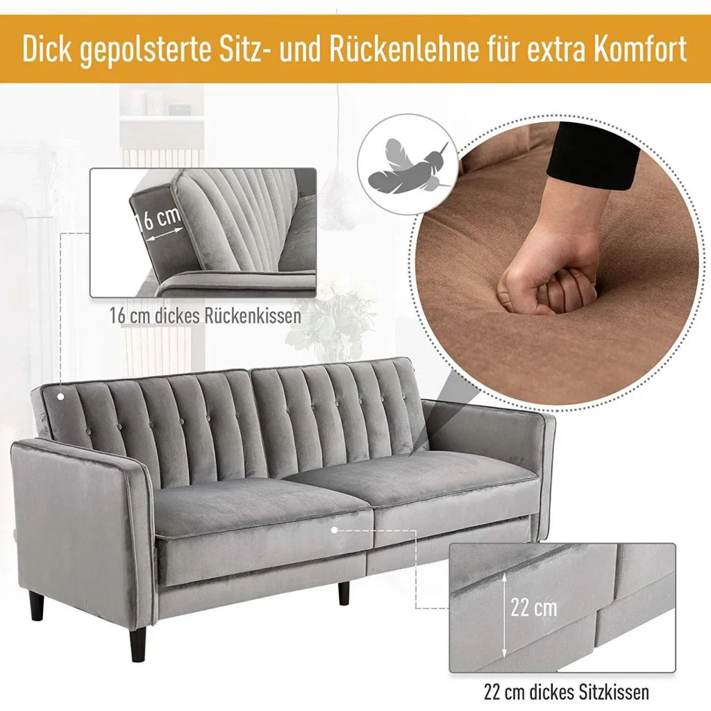 Upholstered sofa with sleeping function