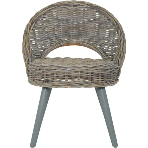 Gray rattan cube armchair