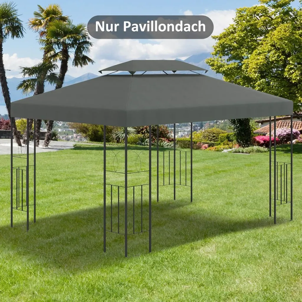 Replacement roof pavilion roof for metal pavilion garden pavilion party tent garden tent polyester 3x4m dark grey