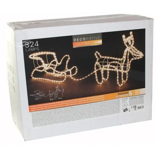 Christmas lights reindeer with sleigh - set of 2 - warm white