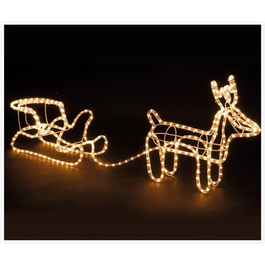 Christmas lights reindeer with sleigh - set of 2 - warm white