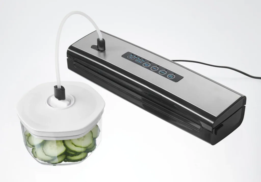 Stainless steel compact vacuum sealer, 130 watts including labels, 100 pieces