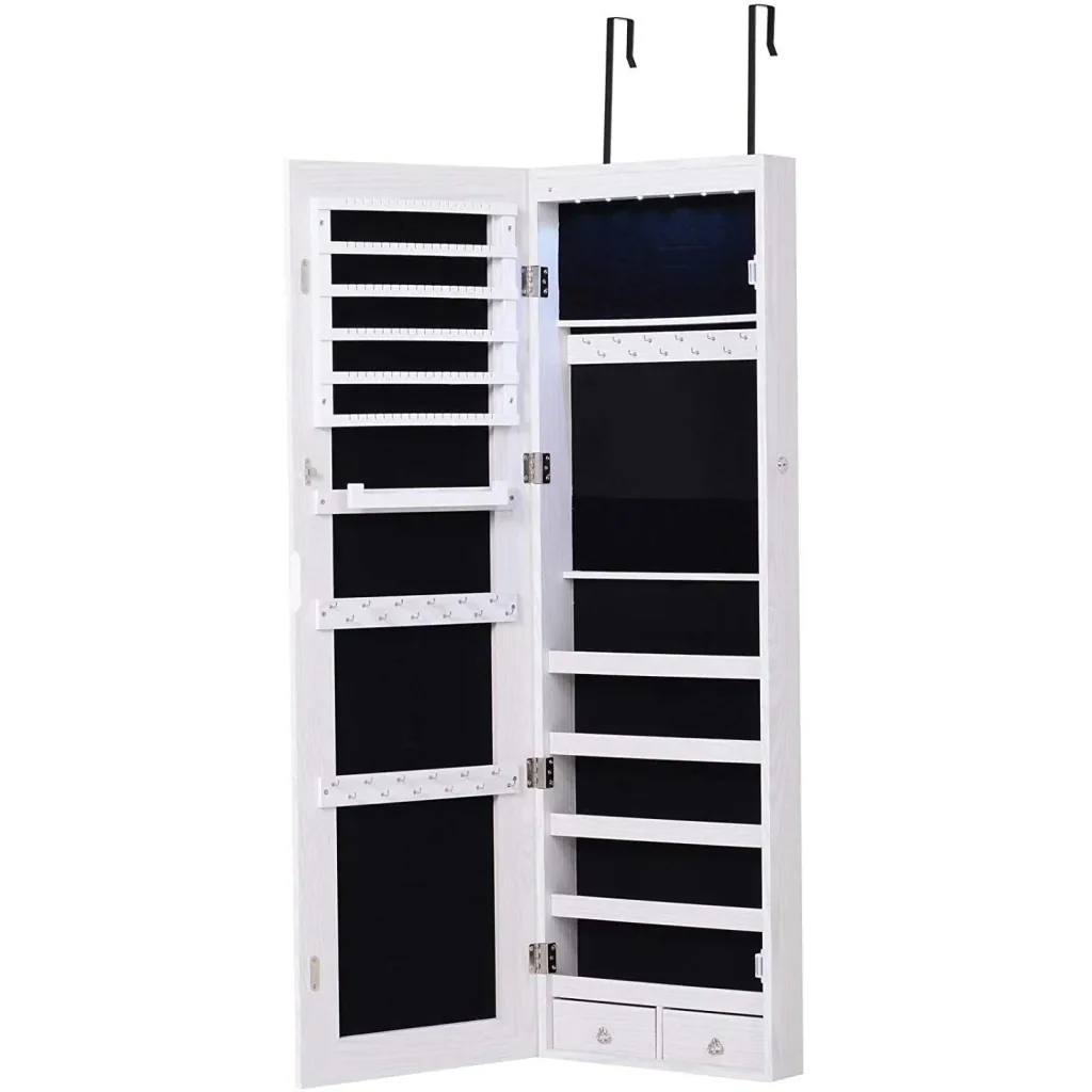 LED jewelry cabinet with mirror