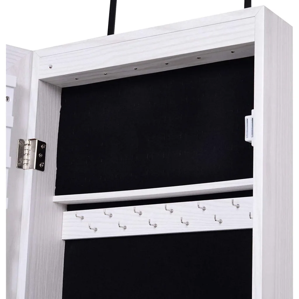 LED jewelry cabinet with mirror