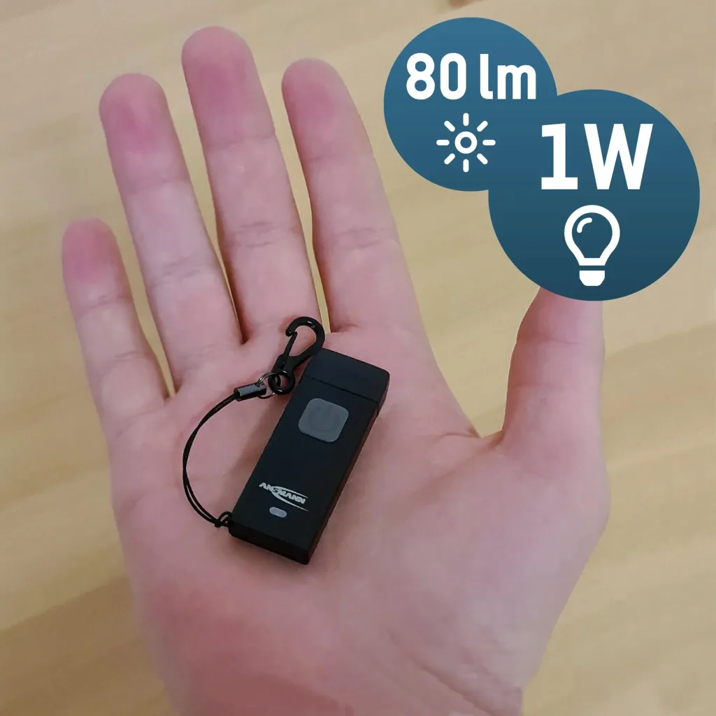Mini LED flashlight with integrated USB-A plug, dimmable