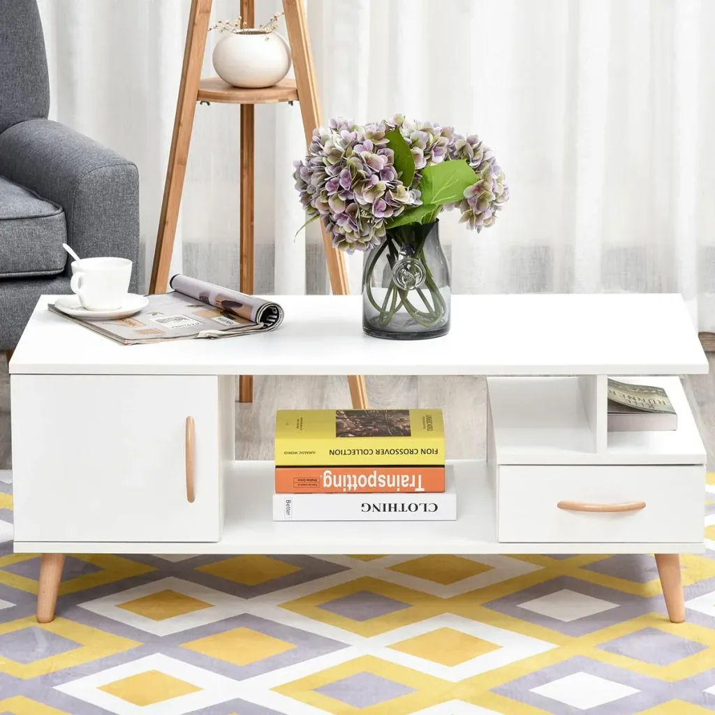 Side table coffee table modern coffee table sturdy tea table living room table with practical storage drawer, chipboard
