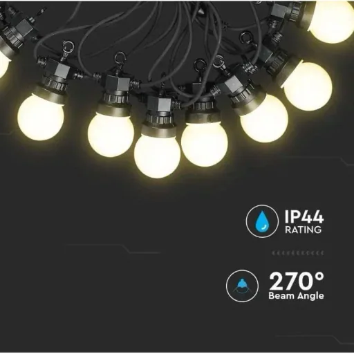 VT-71020 String Lights - Waterproof - 20 LED Bulbs - 6000K - 10M