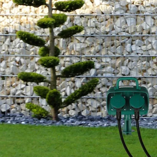 VT-1112-3 Garden socket with timer - 3 meters - black - IP44