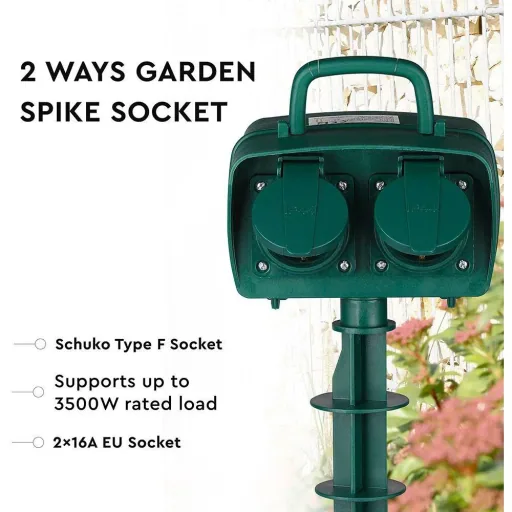 VT-1112-3 Garden socket with timer - 3 meters - black - IP44