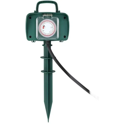VT-1112-3 Garden socket with timer - 3 meters - black - IP44