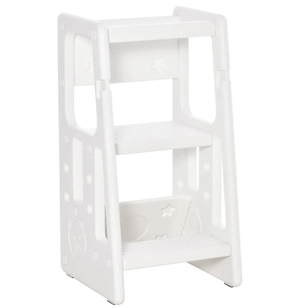 Learning tower step stool for kitchen kitchen helper with 2 adjustable levels more safety anti-slip design from 18 months to