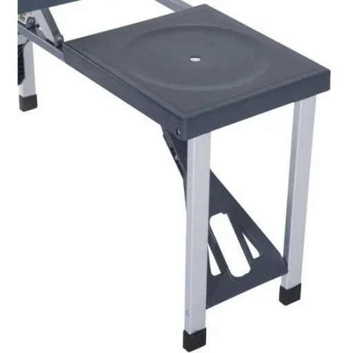 Camping table aluminum foldable black 4 people
