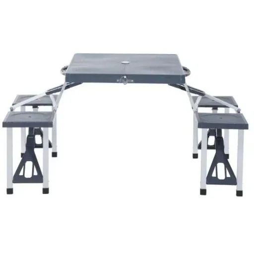 Camping table aluminum foldable black 4 people