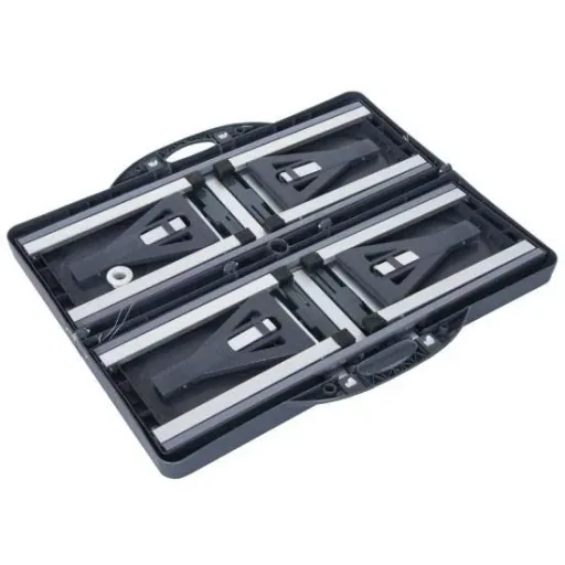 Camping table aluminum foldable black 4 people