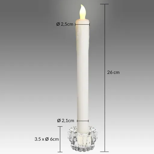 LED candle set of 4 Ø2.1cm including candle holder
