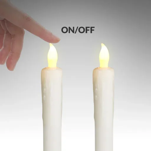 LED candle set of 4 Ø2.1cm including candle holder