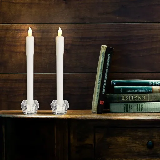 LED candle set of 4 Ø2.1cm including candle holder