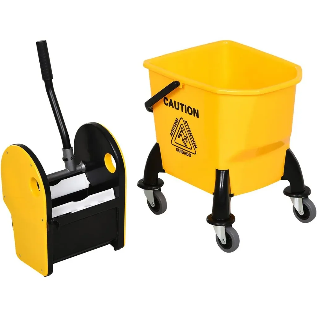 Mop cart with wringing device