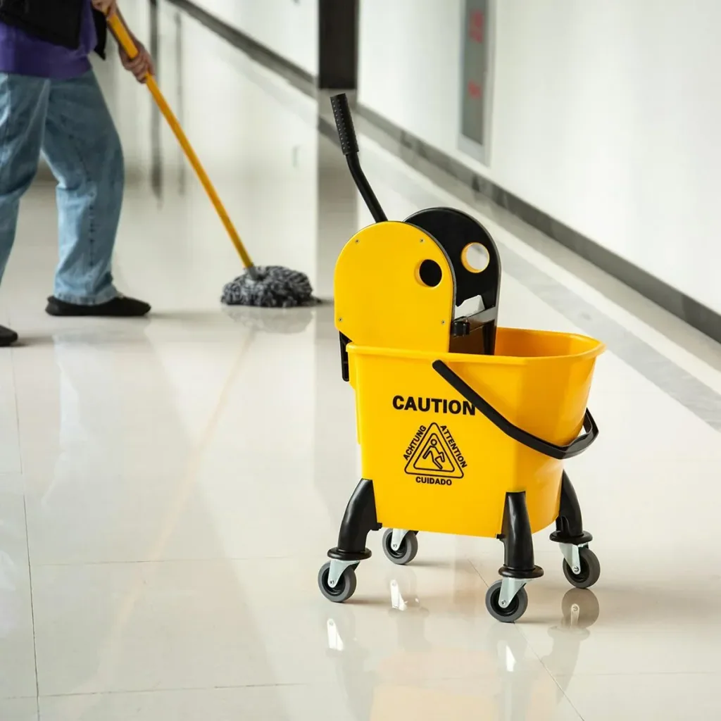 Mop cart with wringing device
